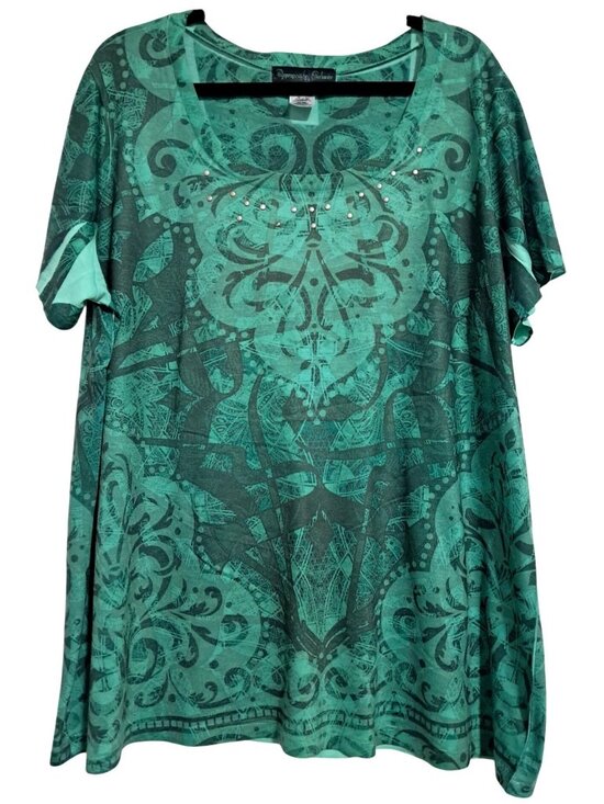 Appropriate Behavior Tops - Y2K Appropriate Behavior Sublimation Top Womens Plus Size 2X Short Sleeve Embell